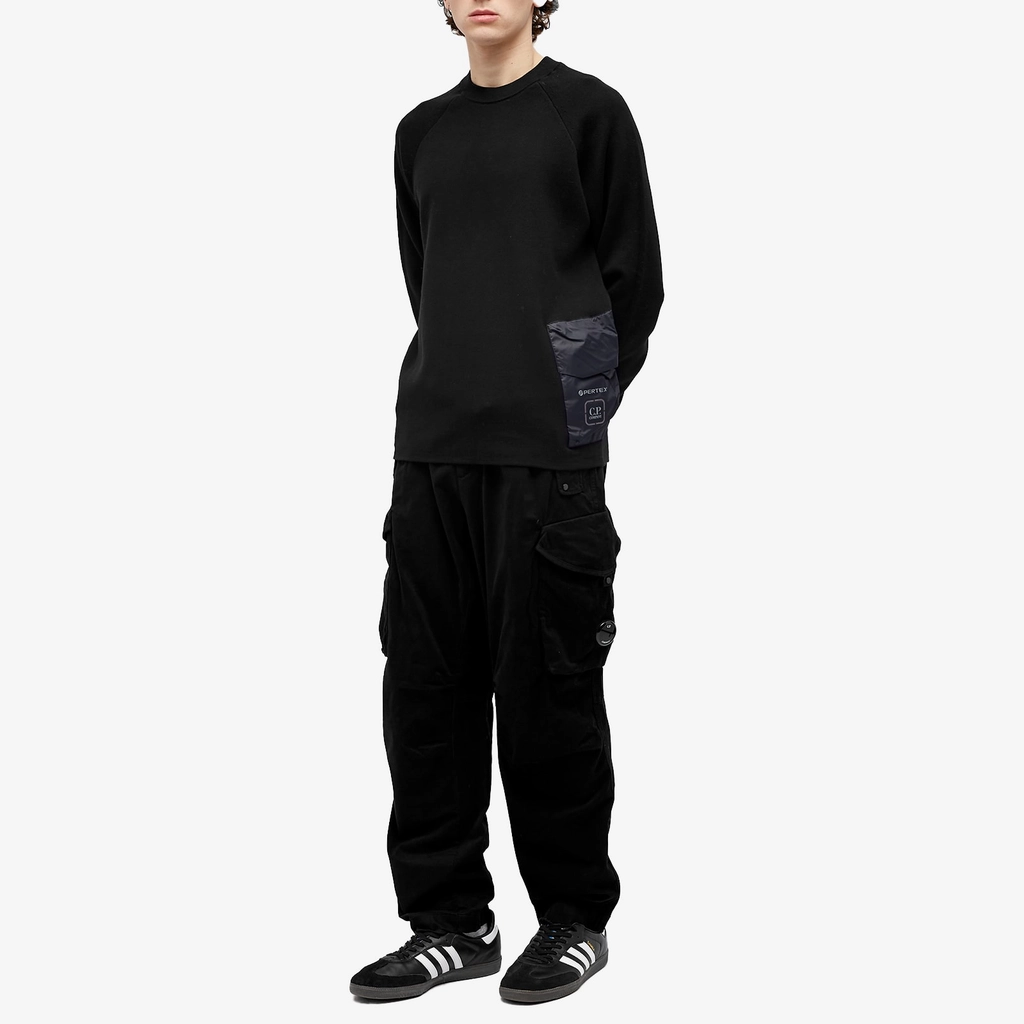 CP Company Men's Double Mixed Pocket Crew Sweat Black